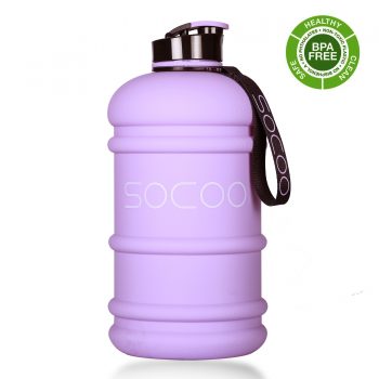 SOCOO Square Gallon Water Bottle pink with Time Marker water jug