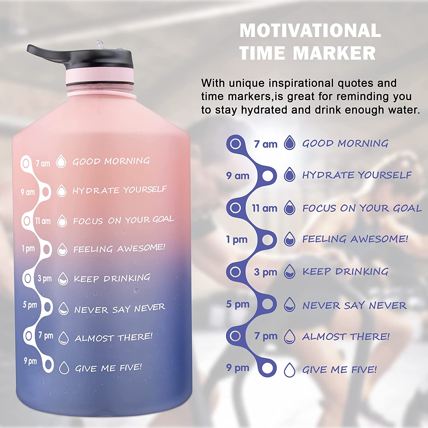 FUNUS Big Water Bottle BPA Free Half Gallon Water Bottle Jug Reusable Water  Bottle for Men Women Fitness Sports Gym Outdoor (Rose/Purple Gradient)